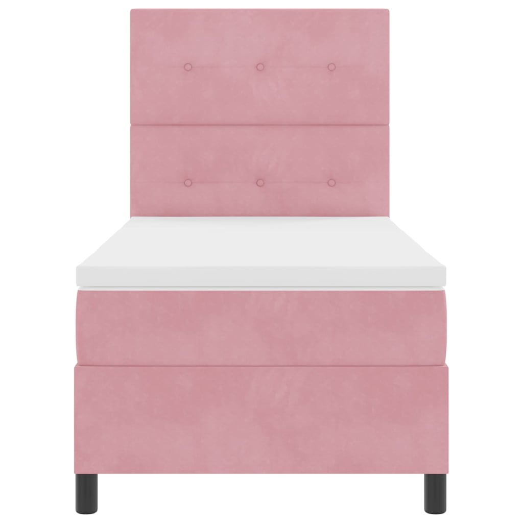 Led Box Säng Med Huvudgavel Rosa 100 X 200 Cm Sammet
