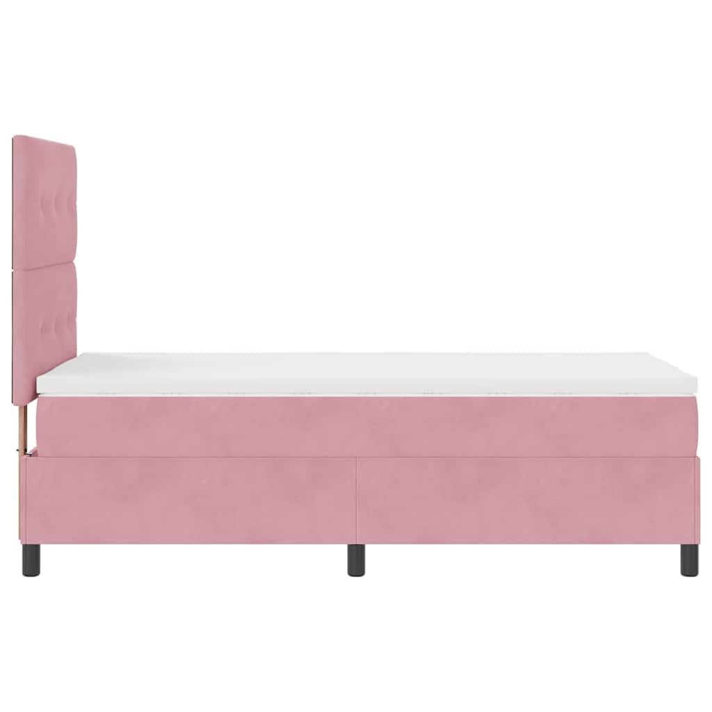 Led Box Säng Med Huvudgavel Rosa 100 X 200 Cm Sammet