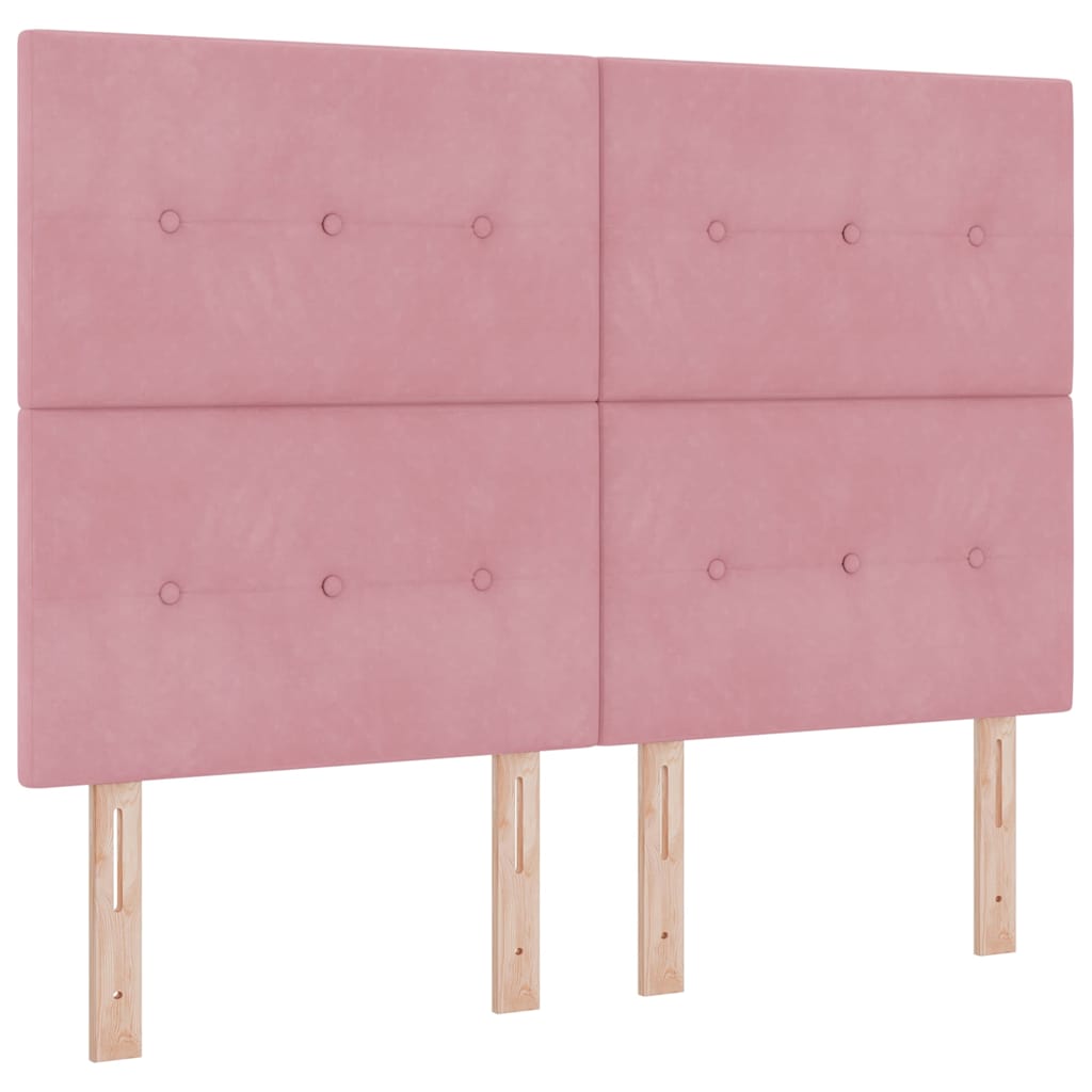 Led Box Säng Med Huvudgavel Rosa 140 X 190 Cm Sammet