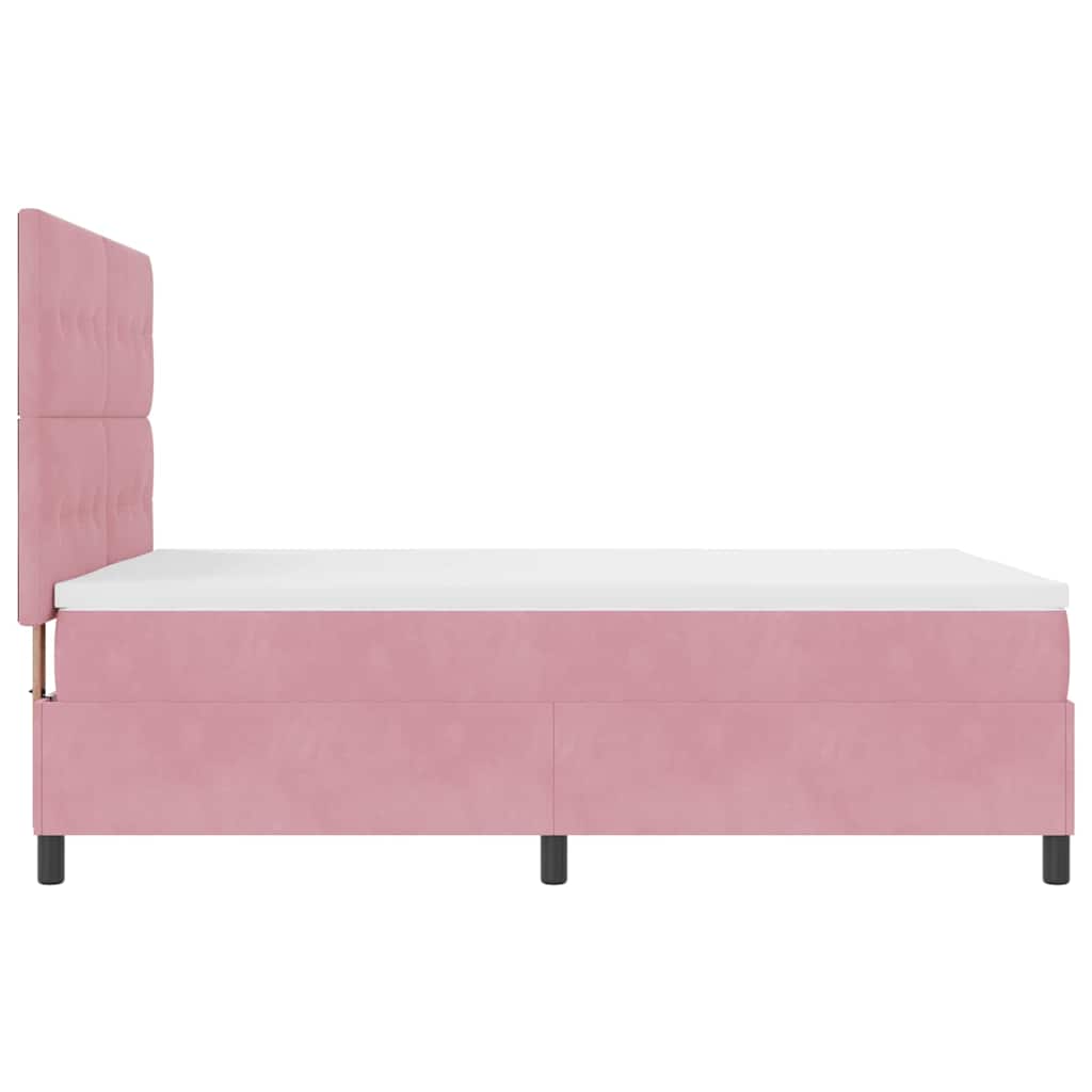 Led Box Säng Med Huvudgavel Rosa 140 X 190 Cm Sammet