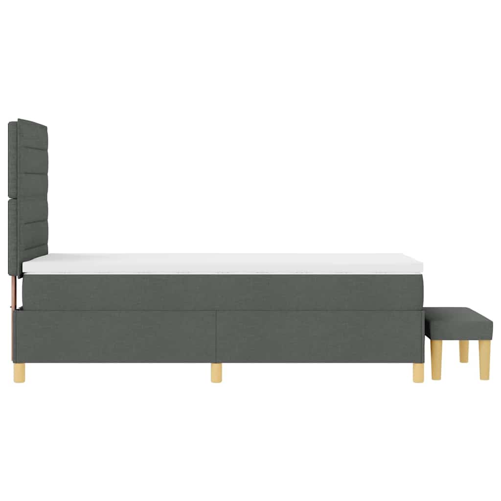 Bäddfjäder Med Kudde Med Huvudgavel Mörkgrå 200 X 90 Cm Tyg