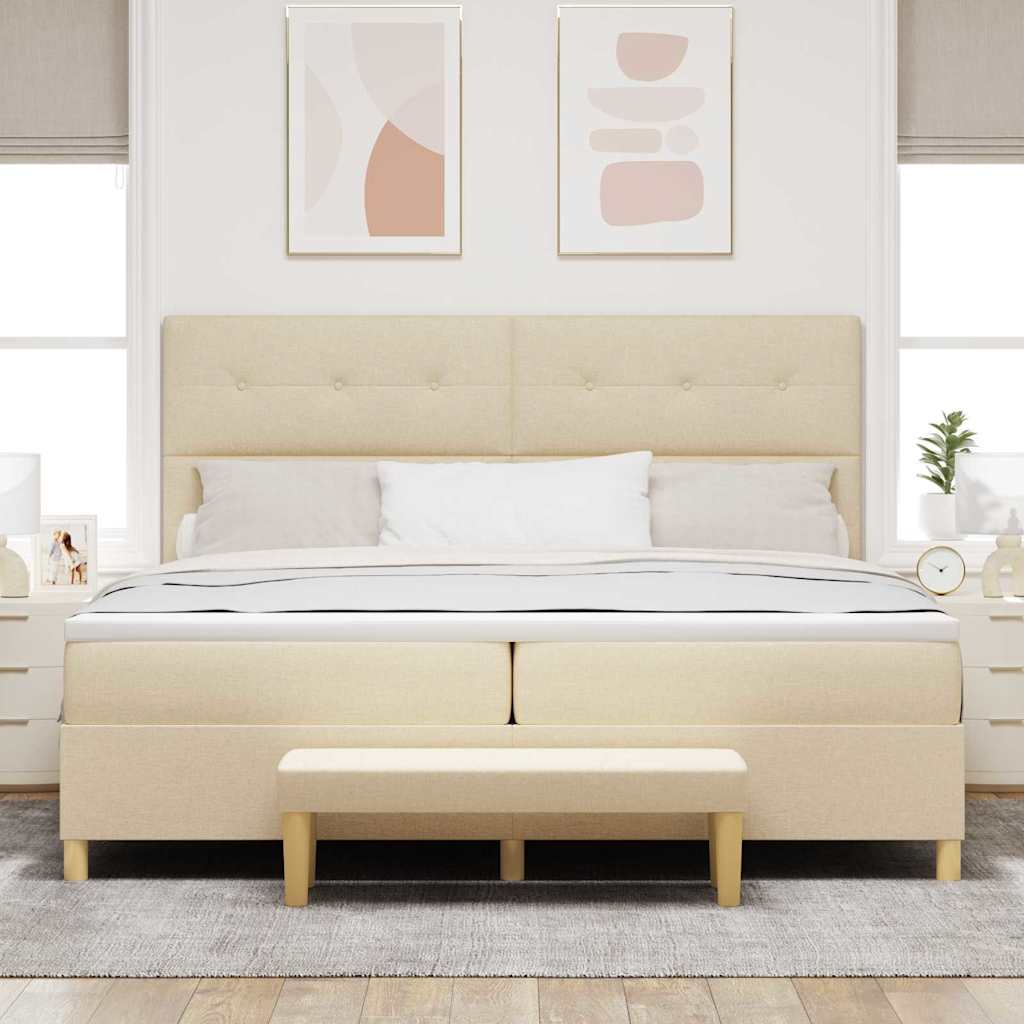 Bäddfjäder Med Huvudgavel Kräm 200 X 200 Cm Tyg