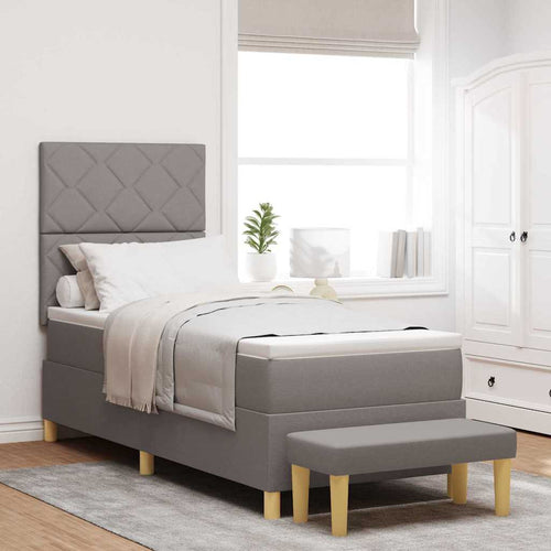Bäddfjäder Med Huvudgavel Taupe 200 X 80 Cm Tyg