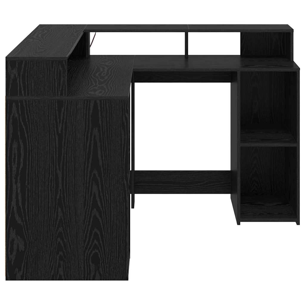 Skrivbord Svart Ek Konstruerat Trä 130 X 130 X 91 Cm