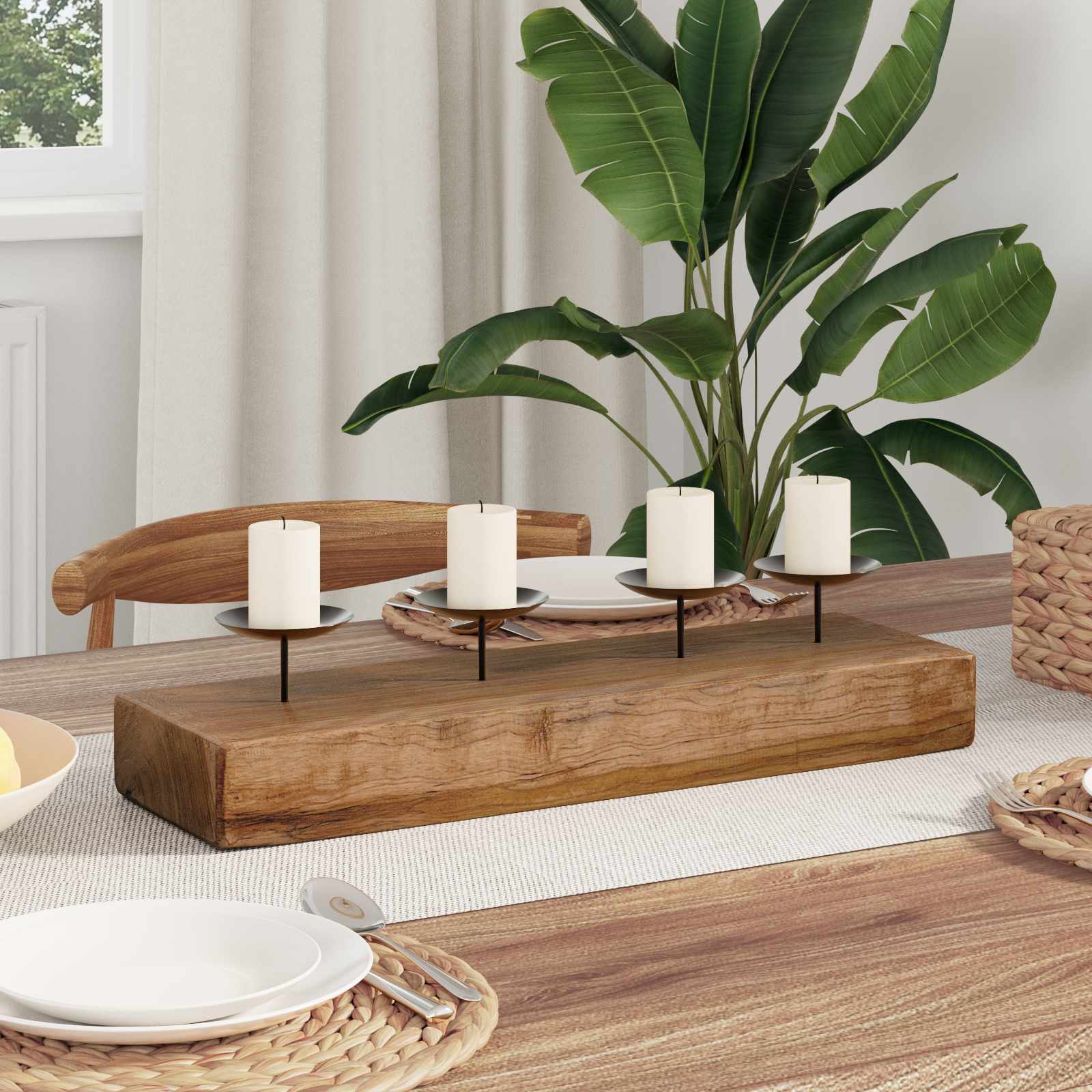 Ljushållare Naturfärg 50 X 15 X 10 Cm Massivt Teakträ