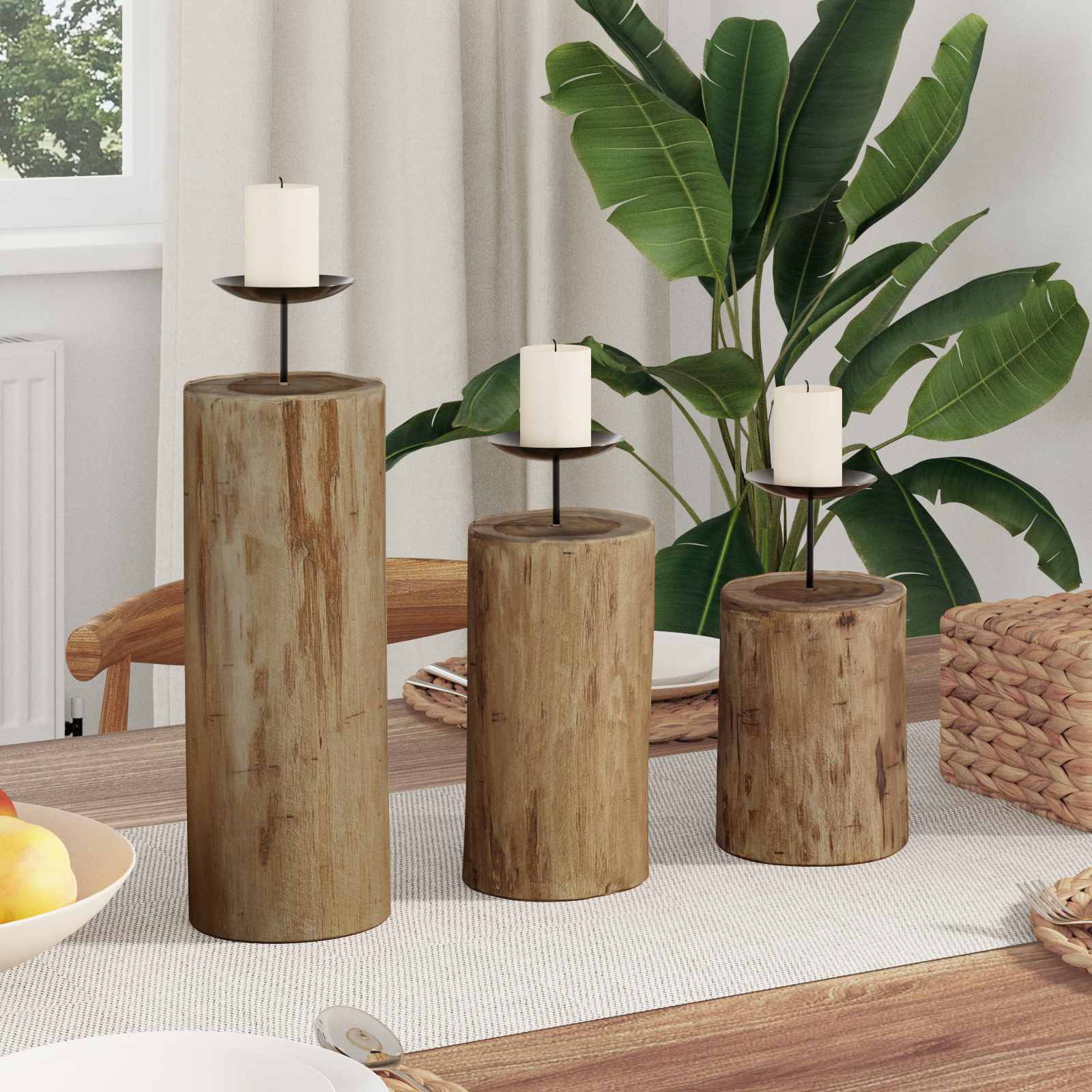 Ljushållare 3 Pcs Naturfärg Massivt Teakträ