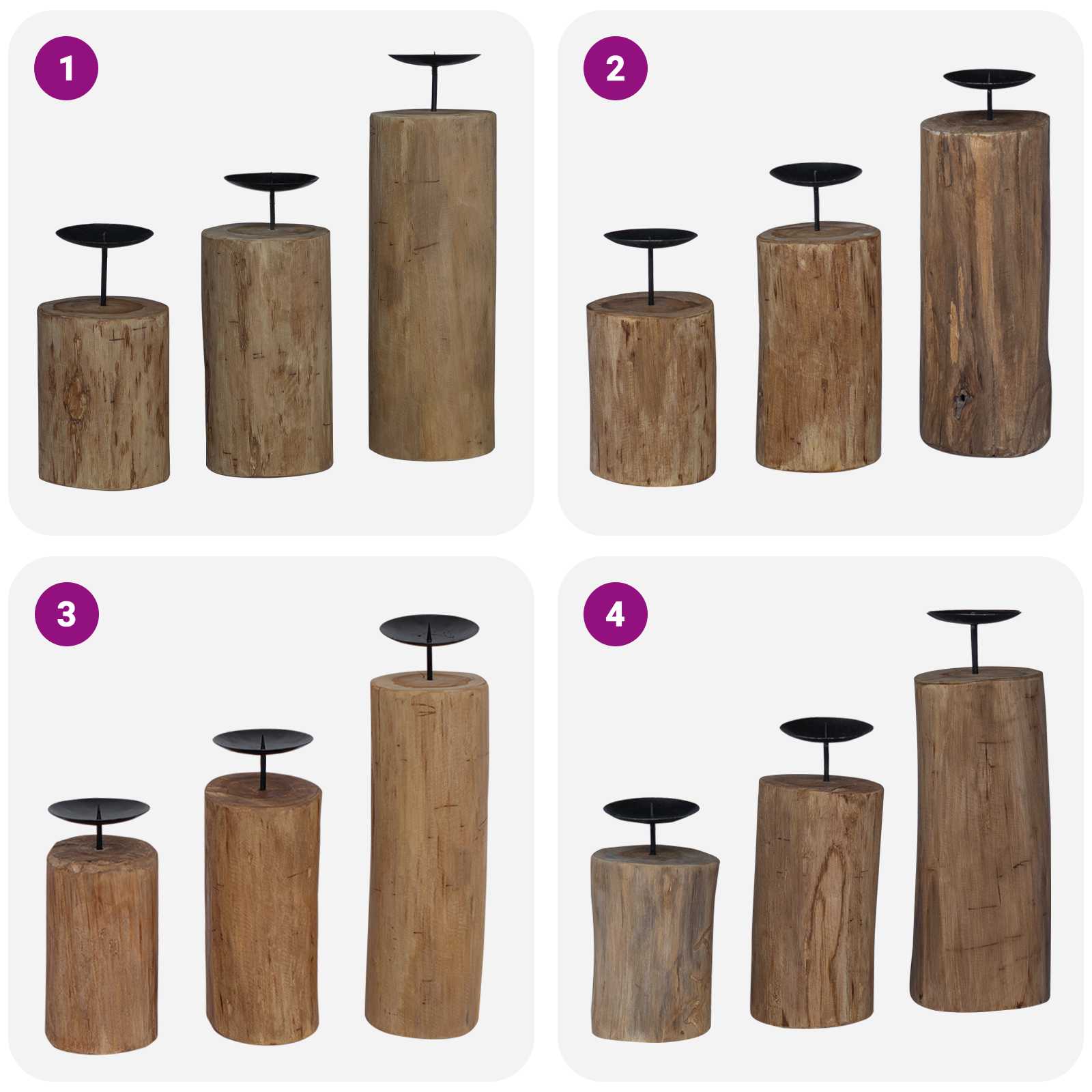 Ljushållare 3 Pcs Naturfärg Massivt Teakträ