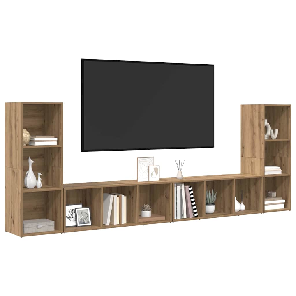 Tv-Bänkset 4 Pcs Artisan Ek Konstruerat Trä