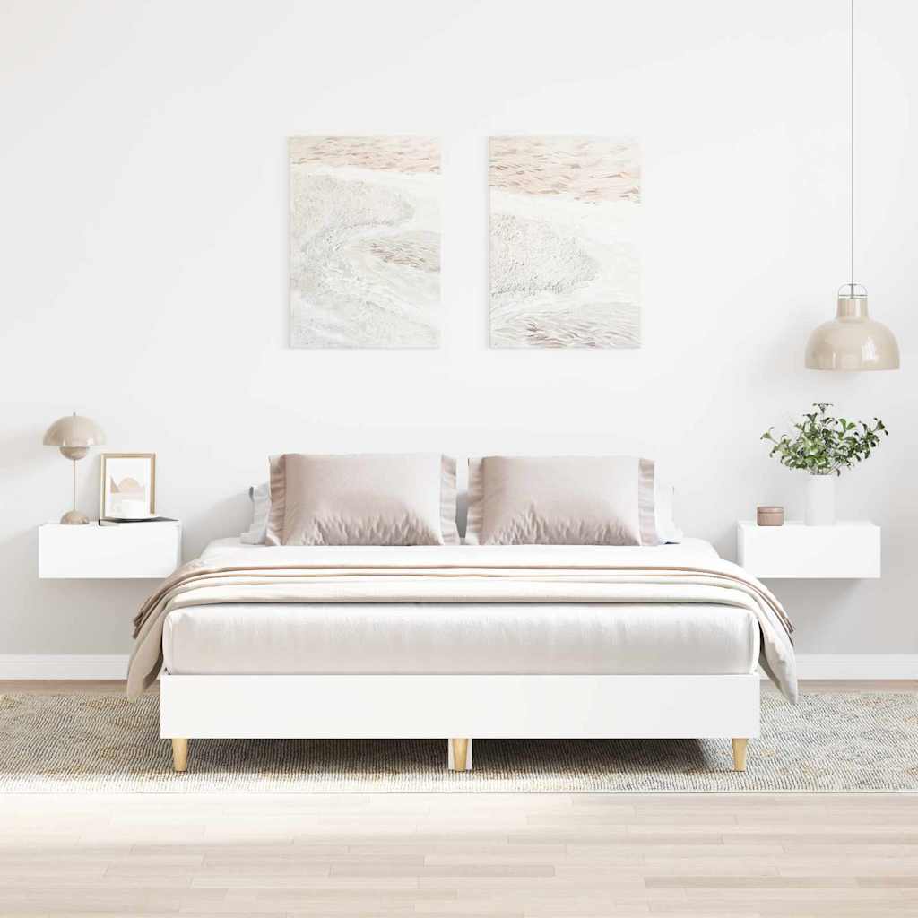 Sängram 2 St Vit 152 X 203 Cm Konstruerat Trä