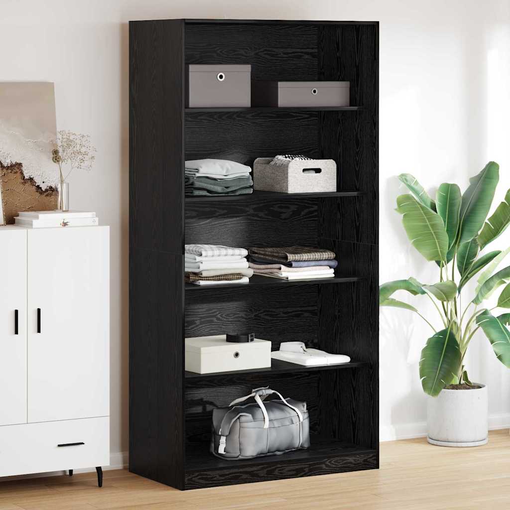 Garderob Svart Ek 100 X 50 X 200 Cm Konstruerat Trä