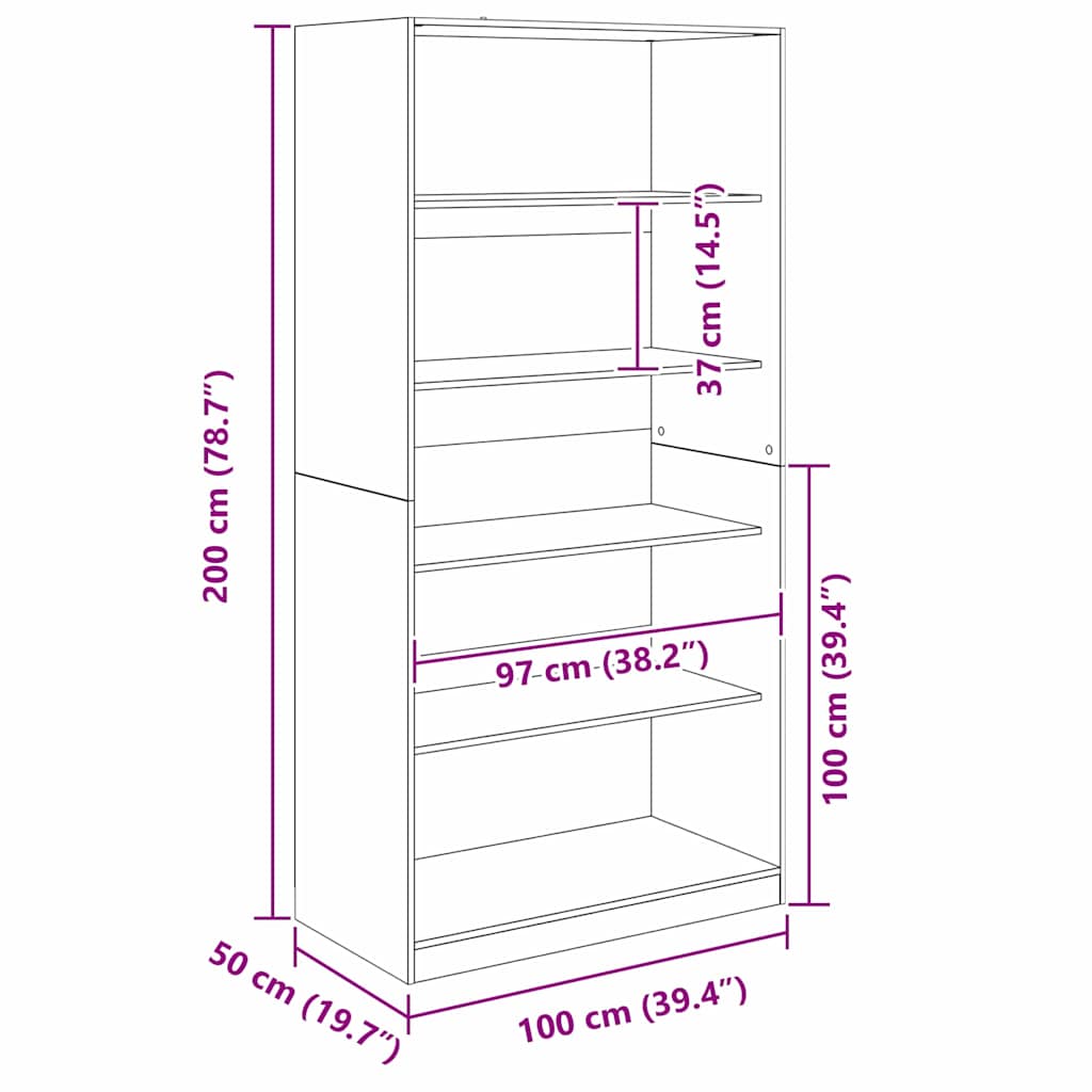 Garderob Svart Ek 100 X 50 X 200 Cm Konstruerat Trä