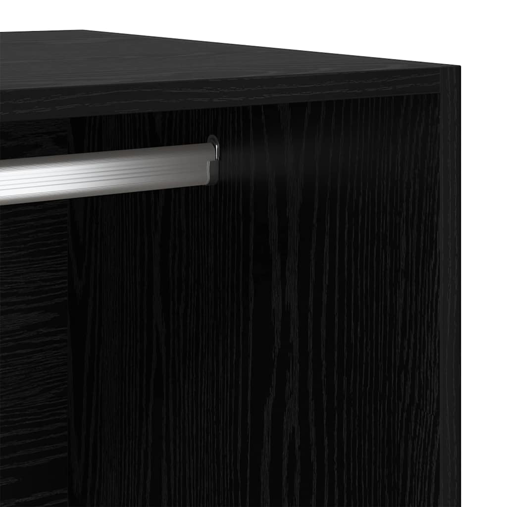 Garderob Svart Ek 80 X 50 X 200 Cm Konstruerat Trä