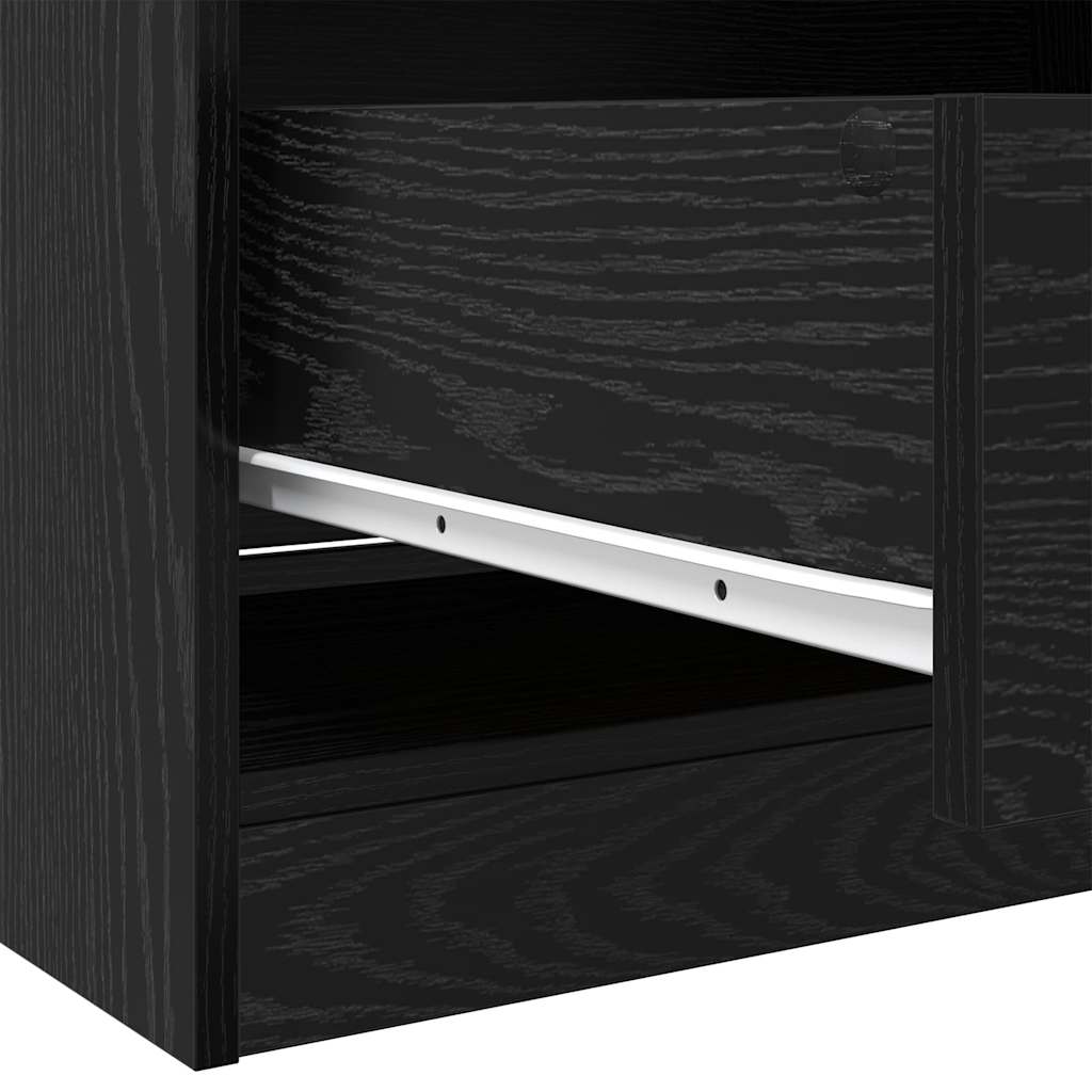 Garderob Svart Ek 80 X 50 X 200 Cm Konstruerat Trä