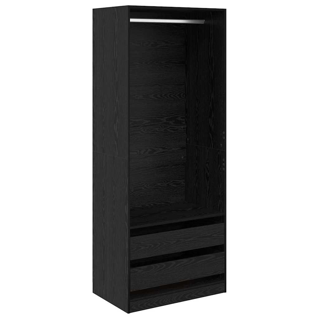 Garderob Svart Ek 80 X 50 X 200 Cm Konstruerat Trä
