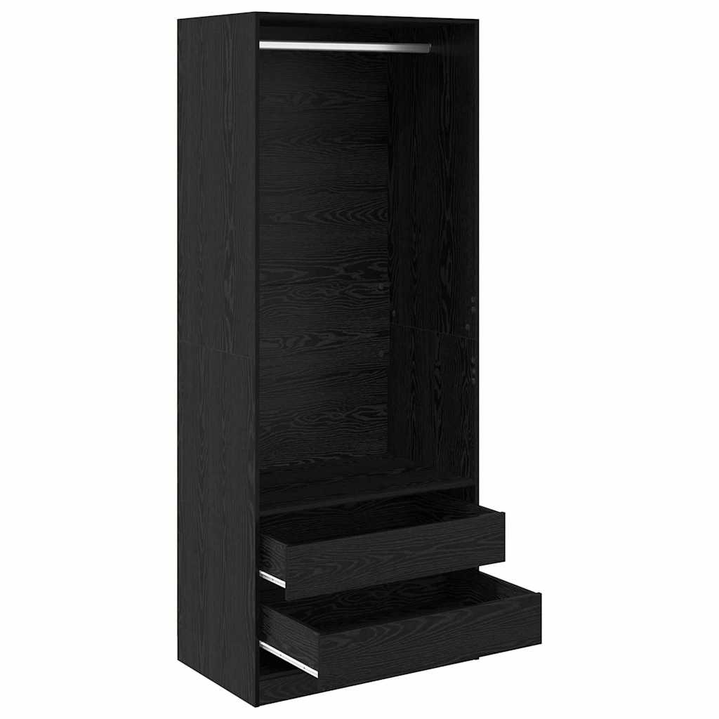 Garderob Svart Ek 80 X 50 X 200 Cm Konstruerat Trä