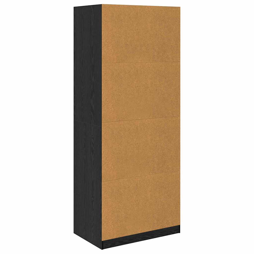Garderob Svart Ek 80 X 50 X 200 Cm Konstruerat Trä