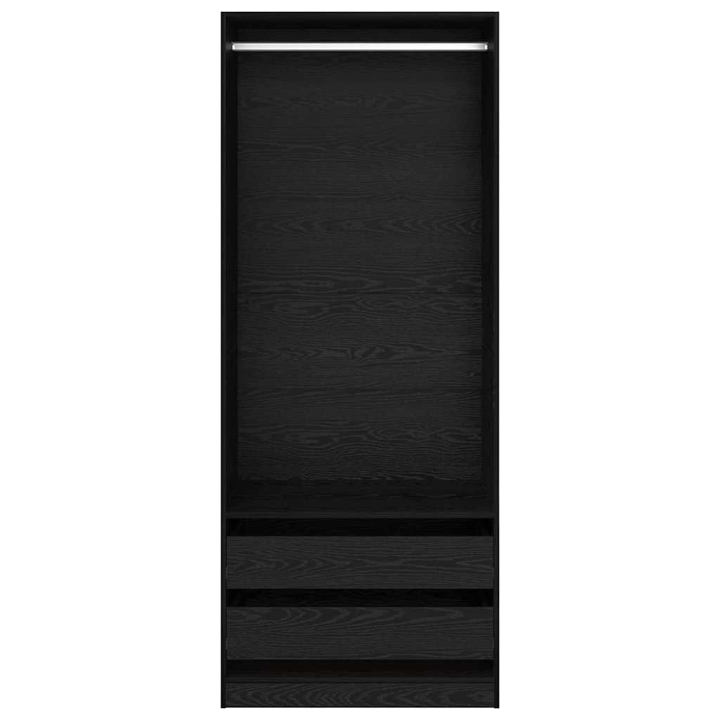 Garderob Svart Ek 80 X 50 X 200 Cm Konstruerat Trä