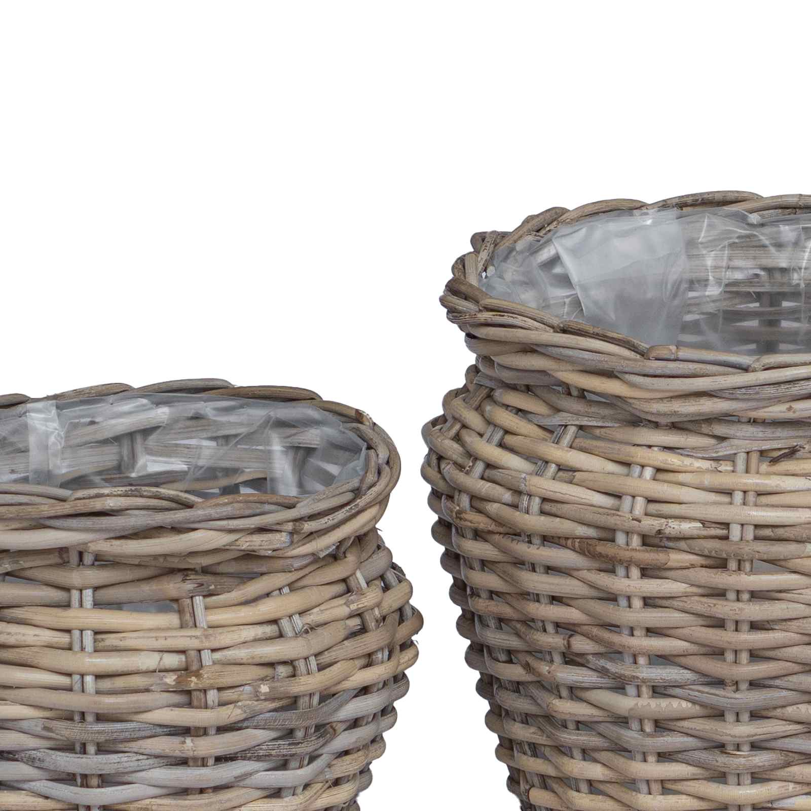 Planteringskorg Med Lagring 2 St Naturlig Grå Kubu Rattan