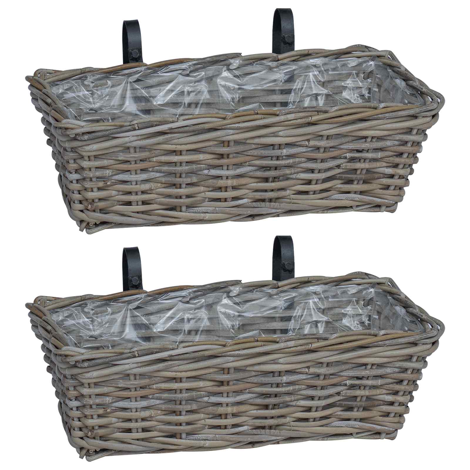 Hängande Planteringskorg 2 St Naturlig Grå 48 X 22 X 15 Cm