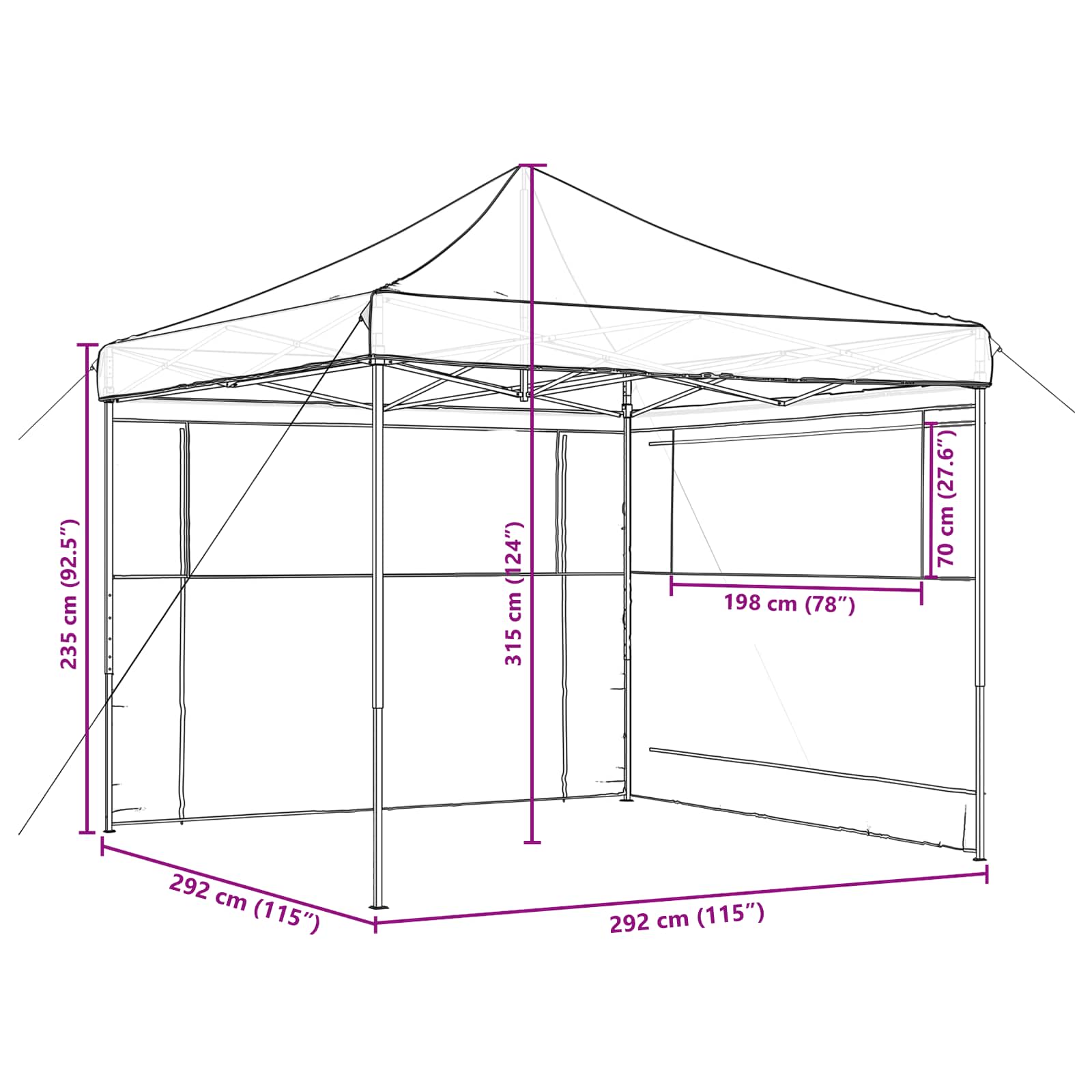 Partytält Svart 292 X 292 X 315 Cm Oxford Tyg