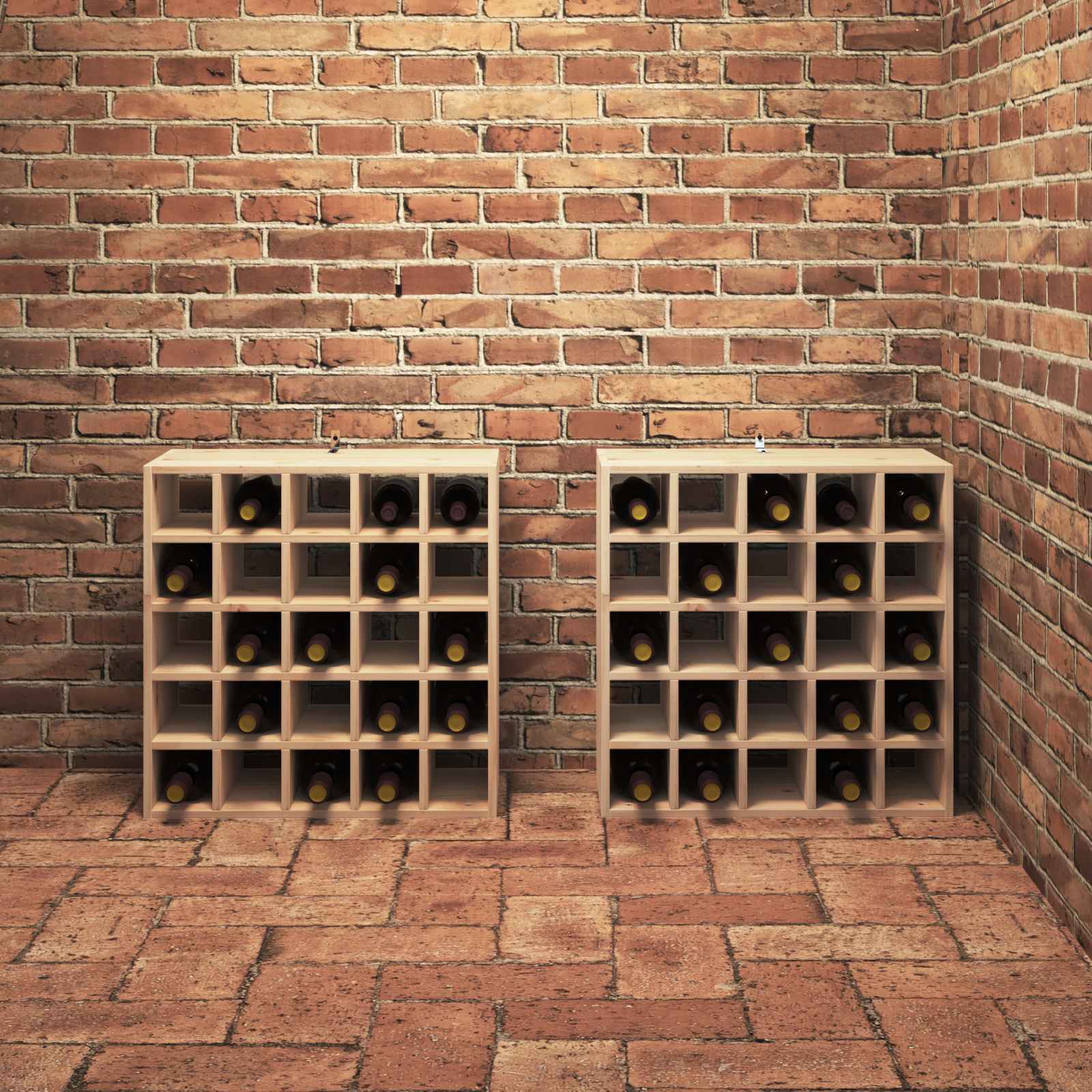 Vinställ 2 Pcs Naturfärg 56 X 25 X 56 Cm Massiv Furu