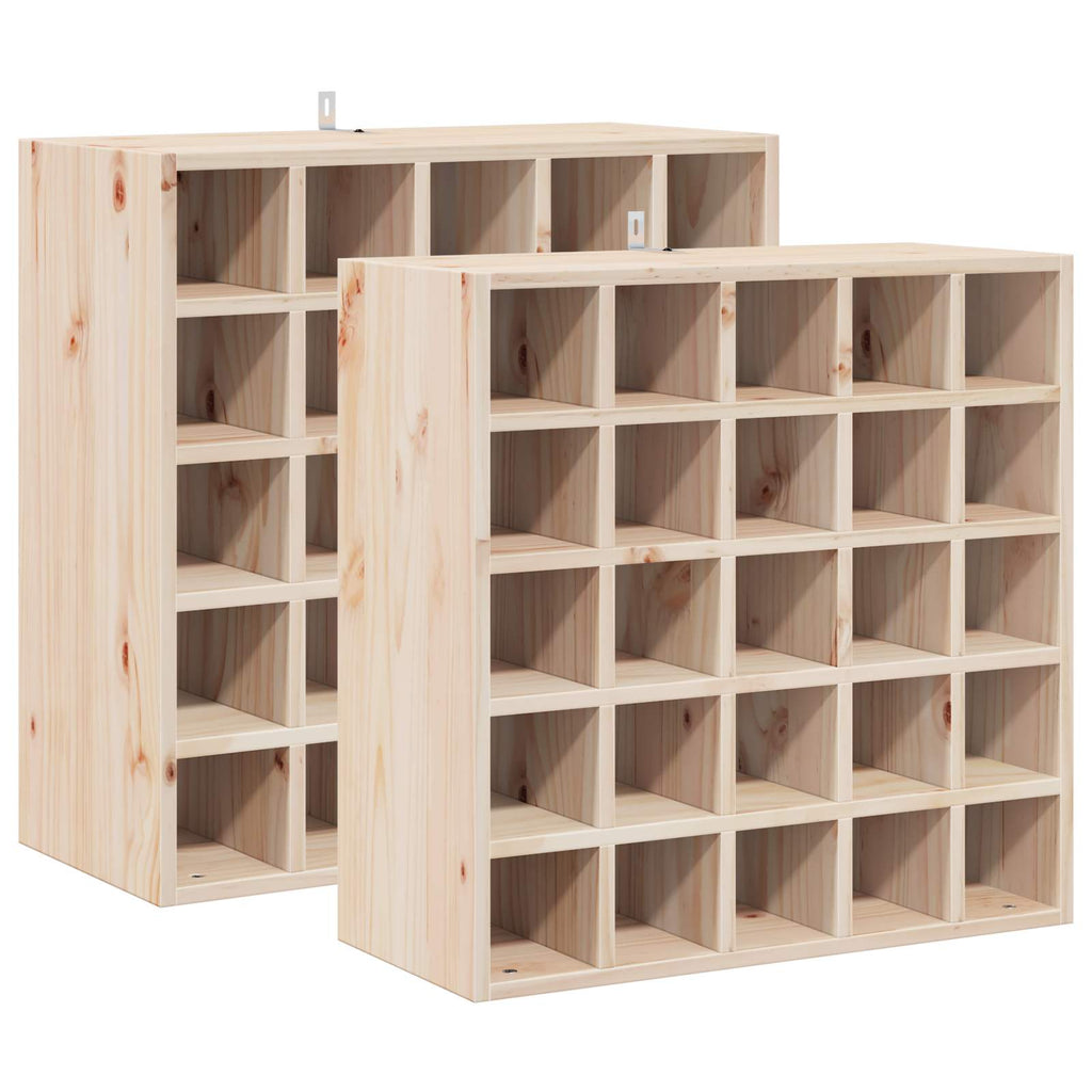 Vinställ 2 Pcs Naturfärg 56 X 25 X 56 Cm Massiv Furu