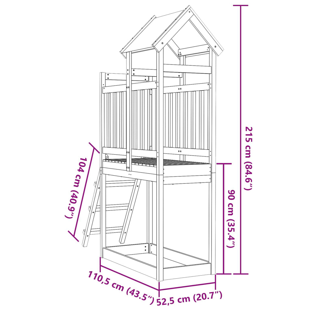 Lekstapel Brun 52,5 X 110,5 X 215 Cm Massiv Furu