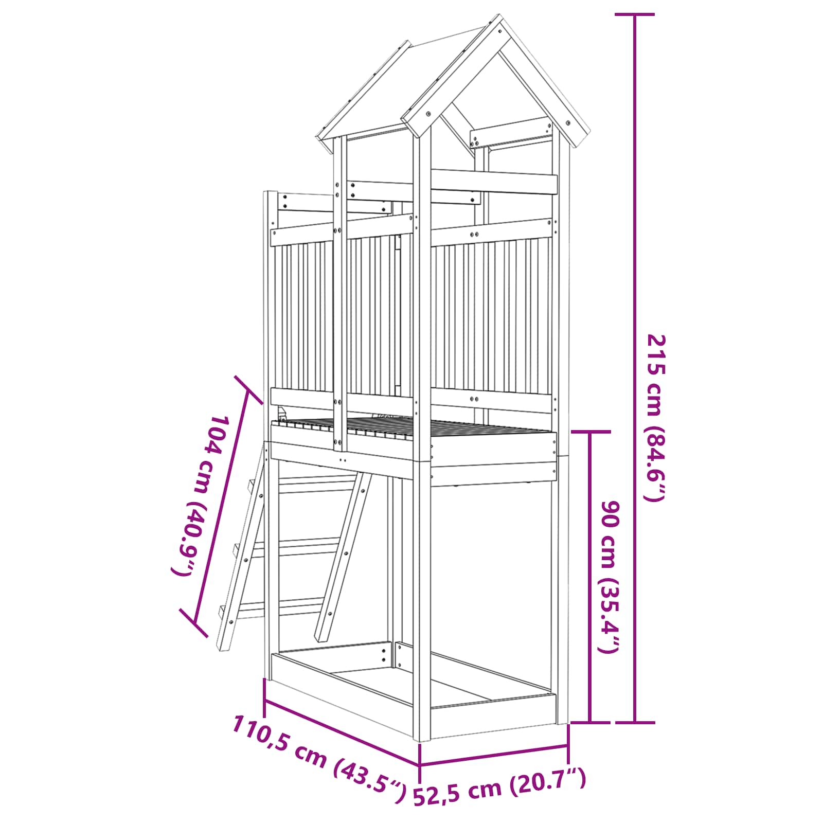 Lekstapel Brun 52,5 X 110,5 X 215 Cm Massiv Furu