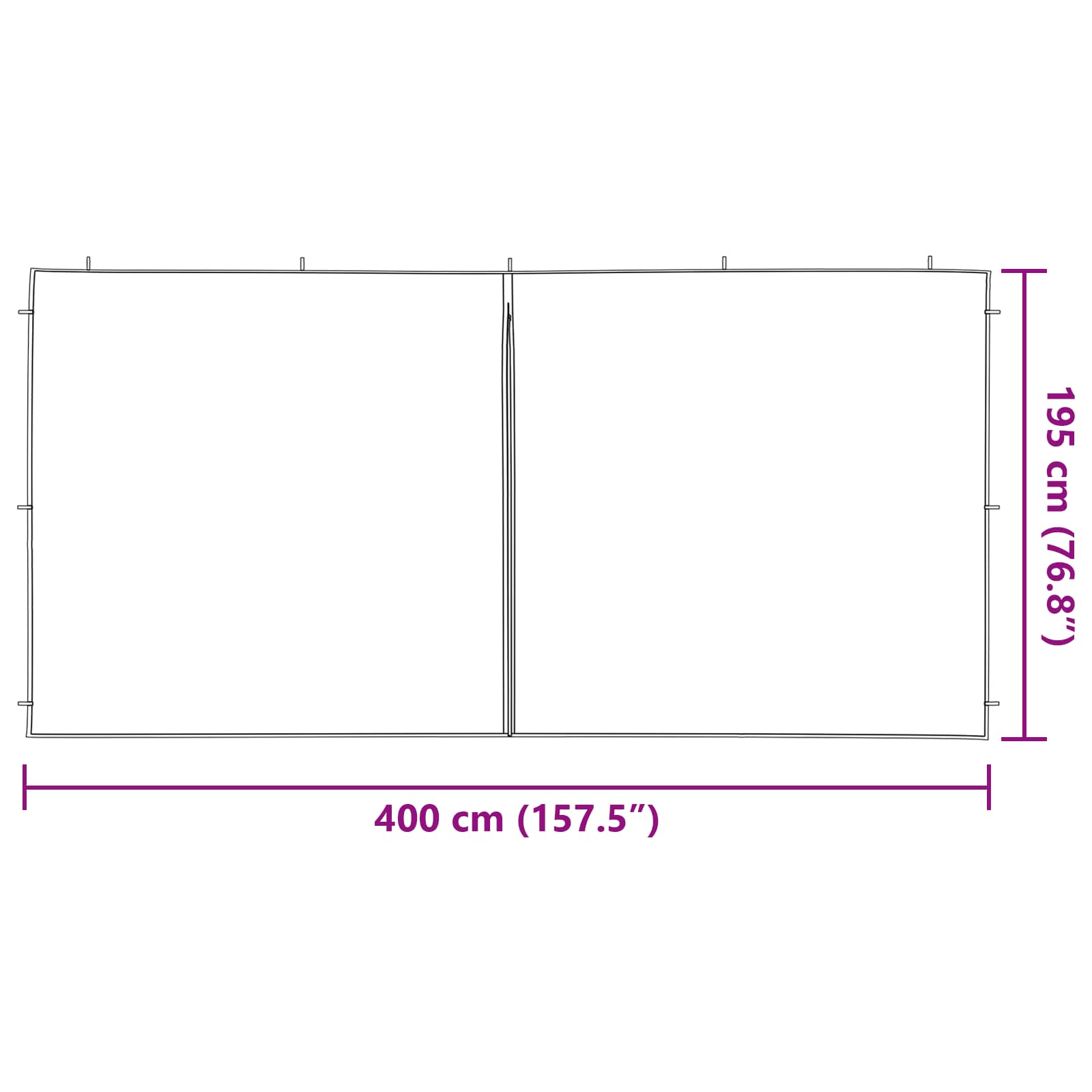 Partytältvägg 2 Pcs Vit 400 X 195 Cm Pe Och Stål