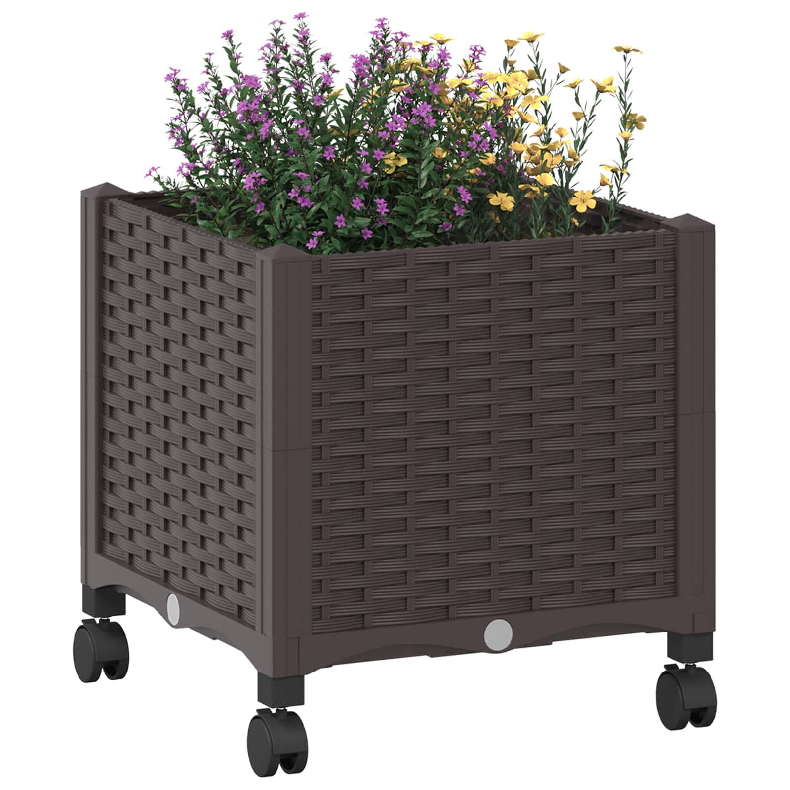 Trädgårdsplanterare Med Hjul Brun 40 X 40 X 44 Cm Pp