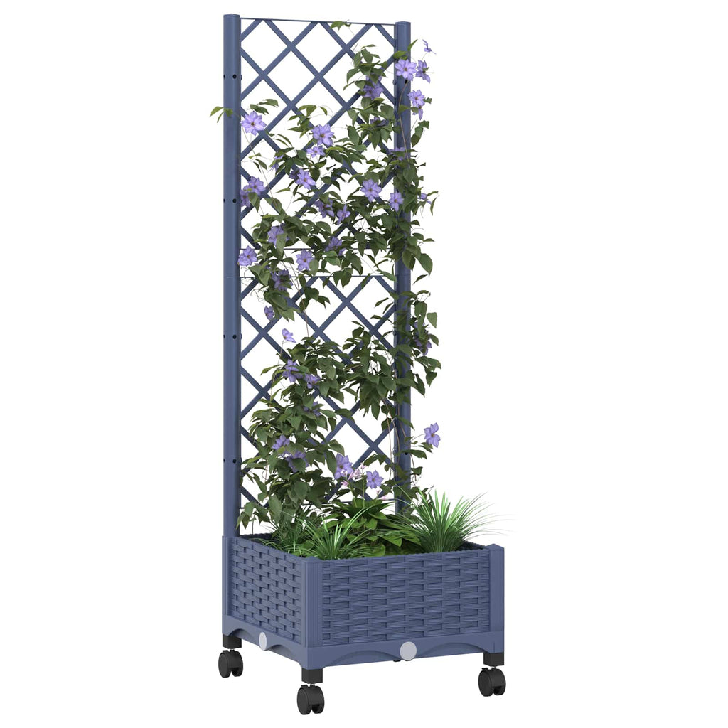 Trädgårdsplanterare Med Spaljé Och Hjul Blå Grå Pp