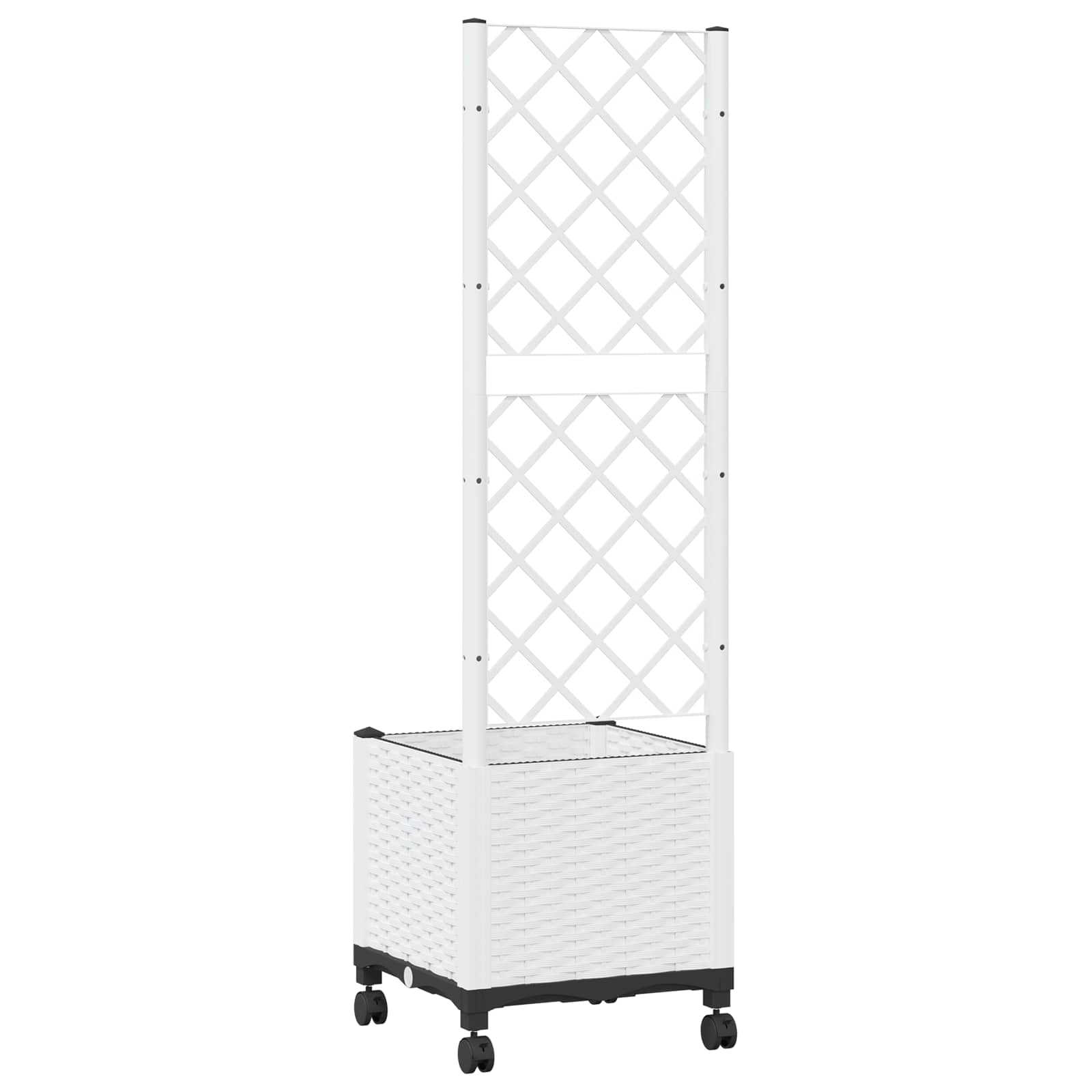 Trädgårdsplanterare Med Spaljé Och Hjul Vit 40 X 40 X 146 Cm Pp