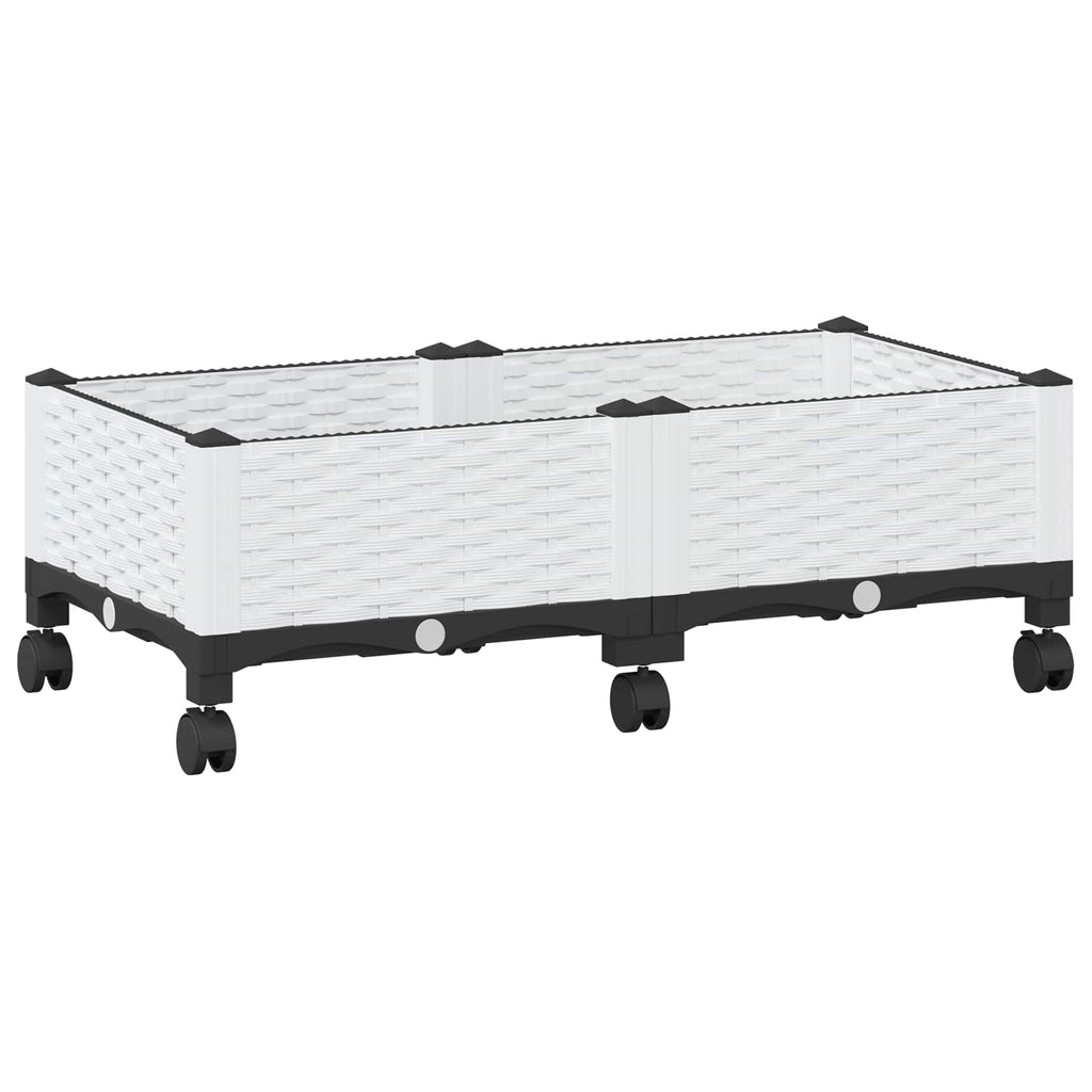 Trädgårdsplanterare Med Hjul Vit 80 X 40 X 33 Cm Pp