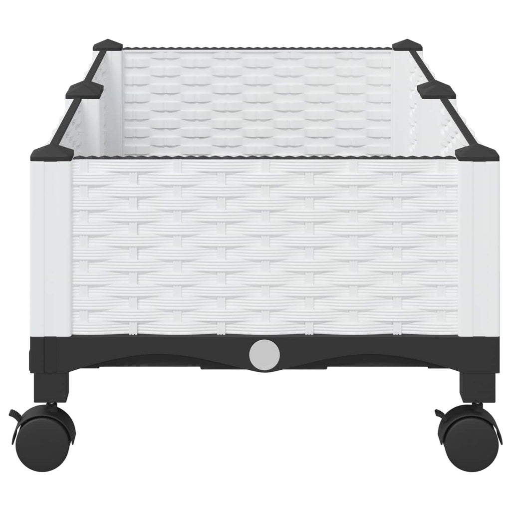Trädgårdsplanterare Med Hjul Vit 80 X 40 X 33 Cm Pp
