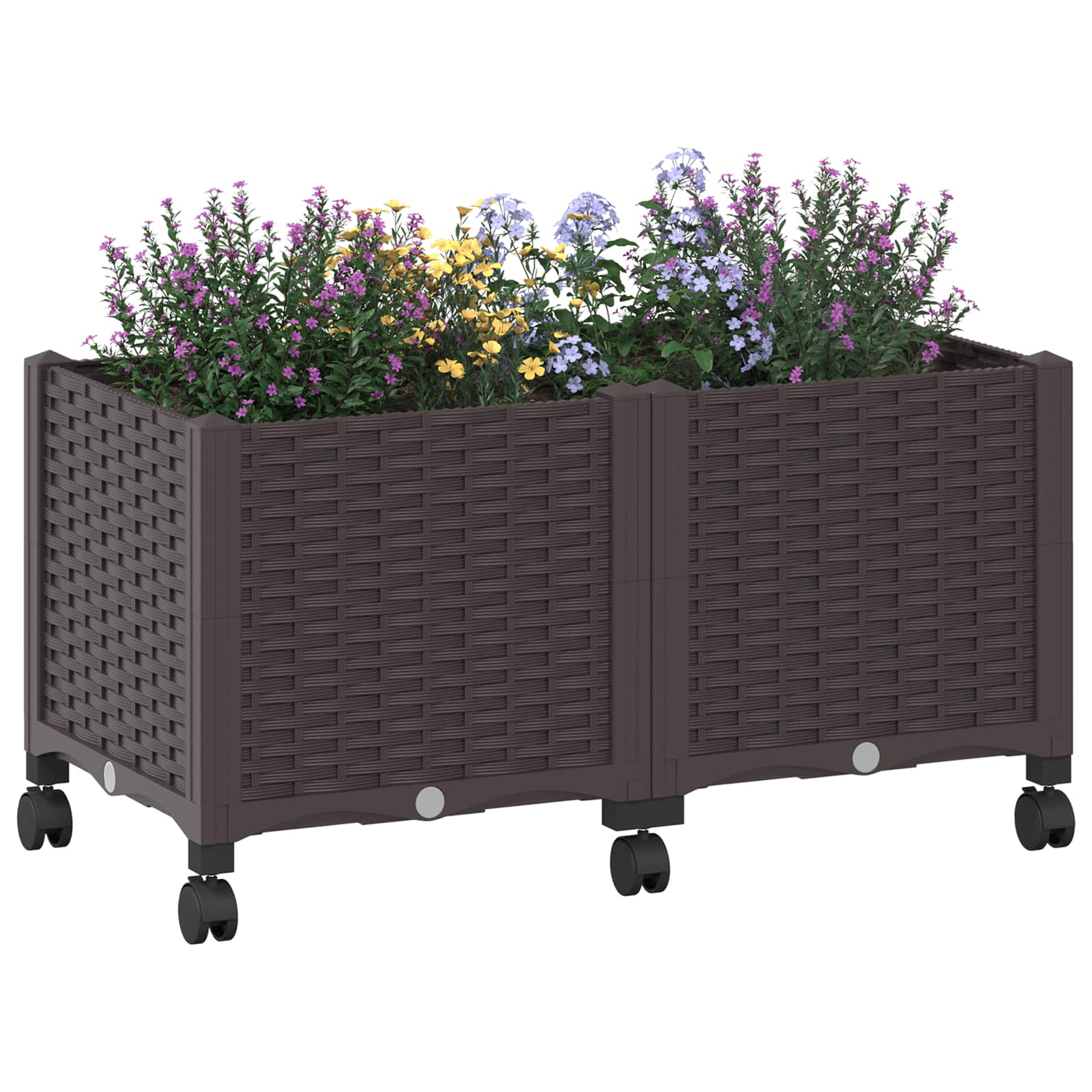Trädgårdsplanterare Med Hjul Brun 80 X 40 X 44 Cm Pp