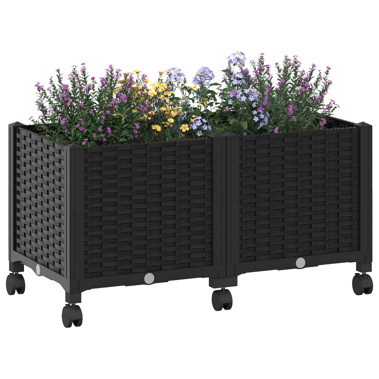 Trädgårdsplanterare Med Hjul Svart 80 X 40 X 44 Cm Pp