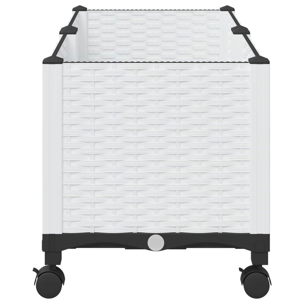 Trädgårdsplanterare Med Hjul Vit 80 X 40 X 48 Cm Pp