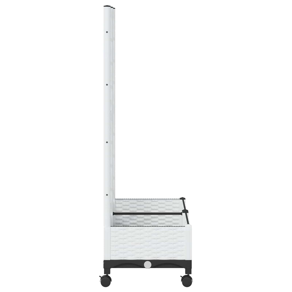 Trädgårdsplanterare Med Spaljé Och Hjul Vit 80 X 40 X 131,5 Cm