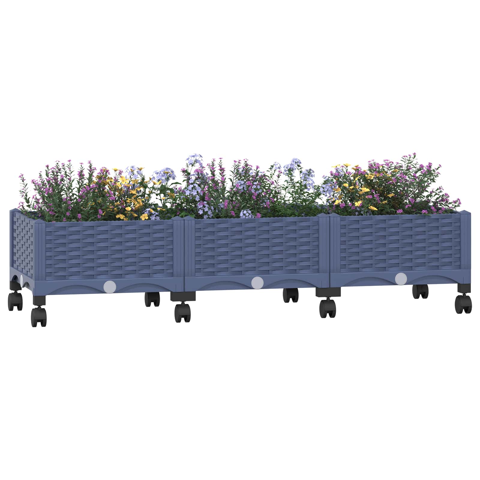 Trädgårdsplanterare Med Hjul Blå Grå 120 X 40 X 33 Cm Pp