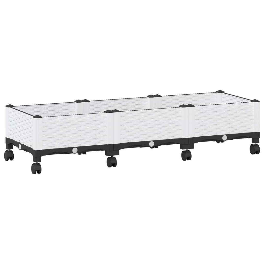 Trädgårdsplanterare Med Hjul Vit 120 X 40 X 33 Cm Pp