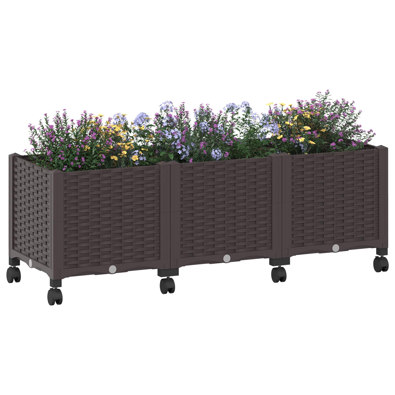 Trädgårdsplanterare Med Hjul Brun 120 X 40 X 44 Cm Pp