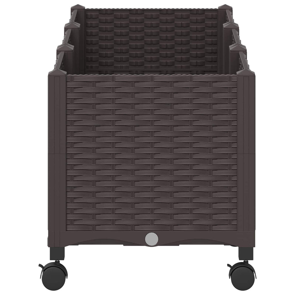 Trädgårdsplanterare Med Hjul Brun 120 X 40 X 44 Cm Pp