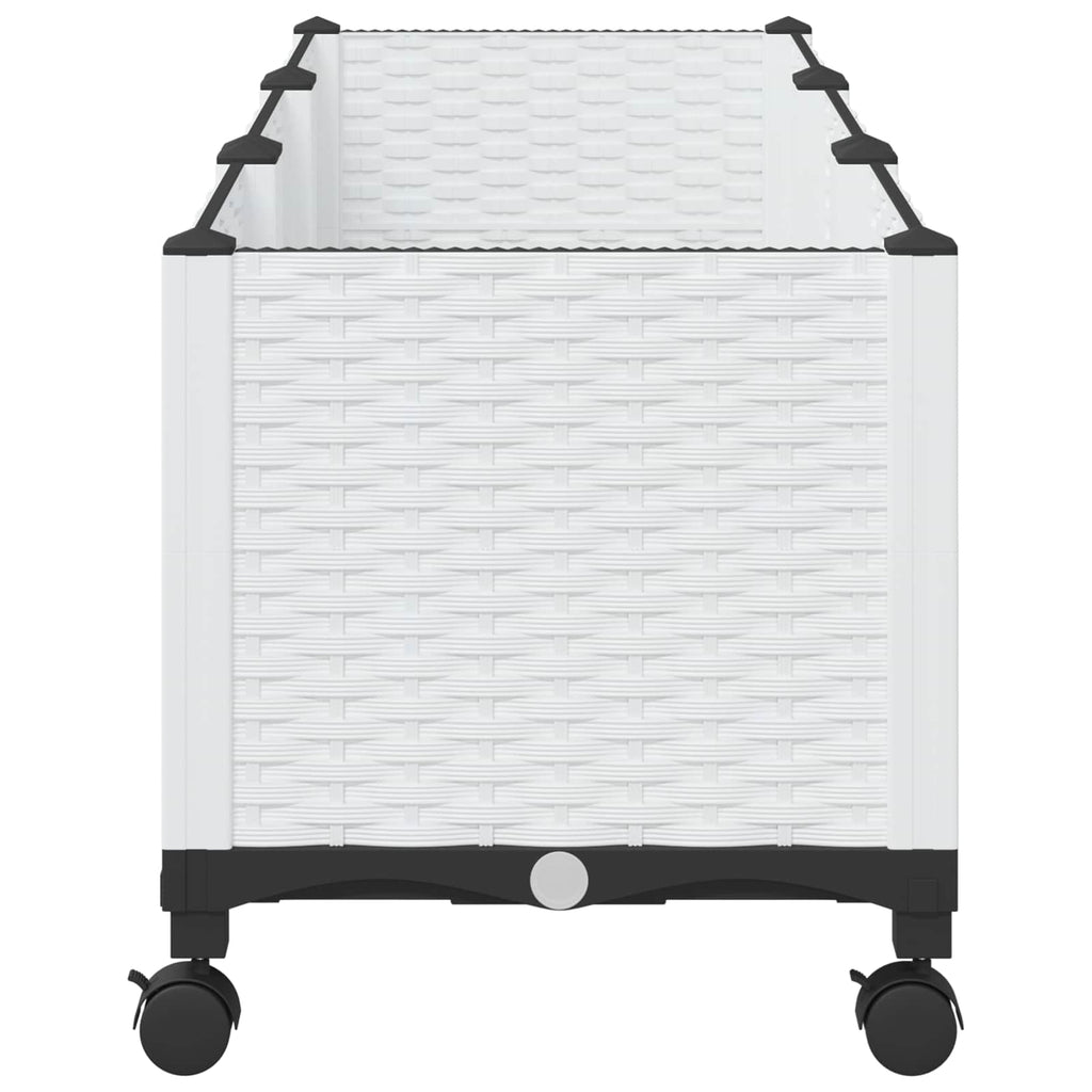 Trädgårdsplanterare Med Hjul Vit 120 X 40 X 48 Cm Pp
