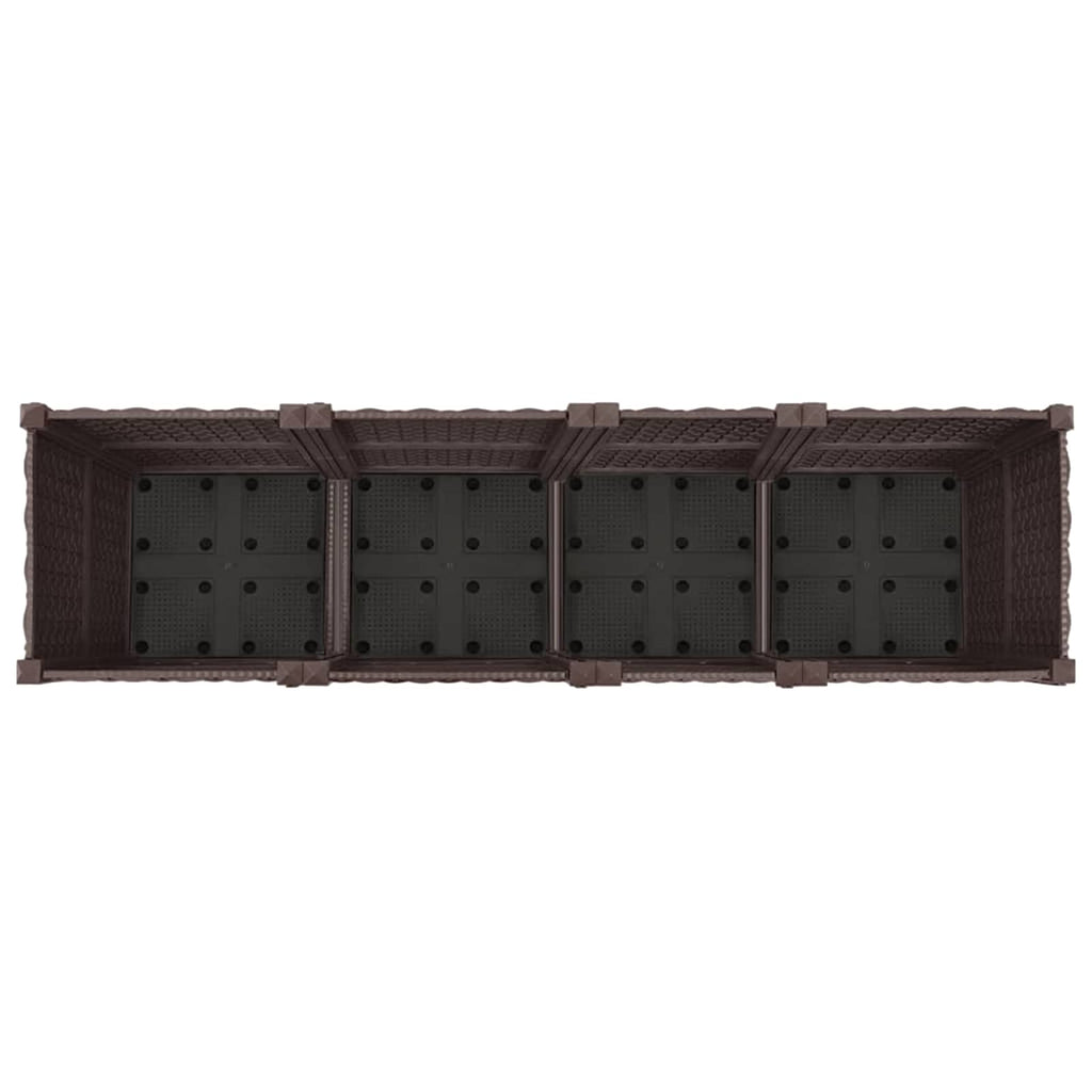 Trädgårdsplanterare Med Hjul Brun 160 X 40 X 44 Cm Pp