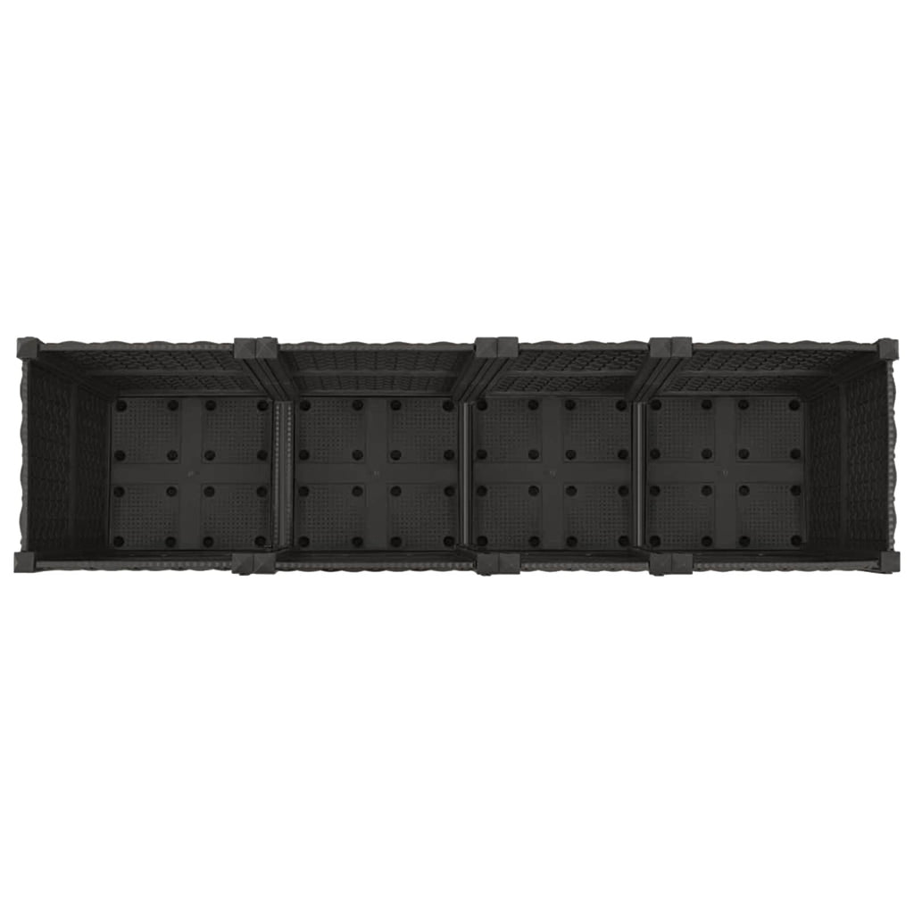 Trädgårdsplanterare Med Hjul Svart 160 X 40 X 44 Cm Pp