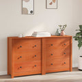Sideboard Med Låda 2 Pcs Vaxbrun 140 X 35 X 80 Cm Massivt Furu