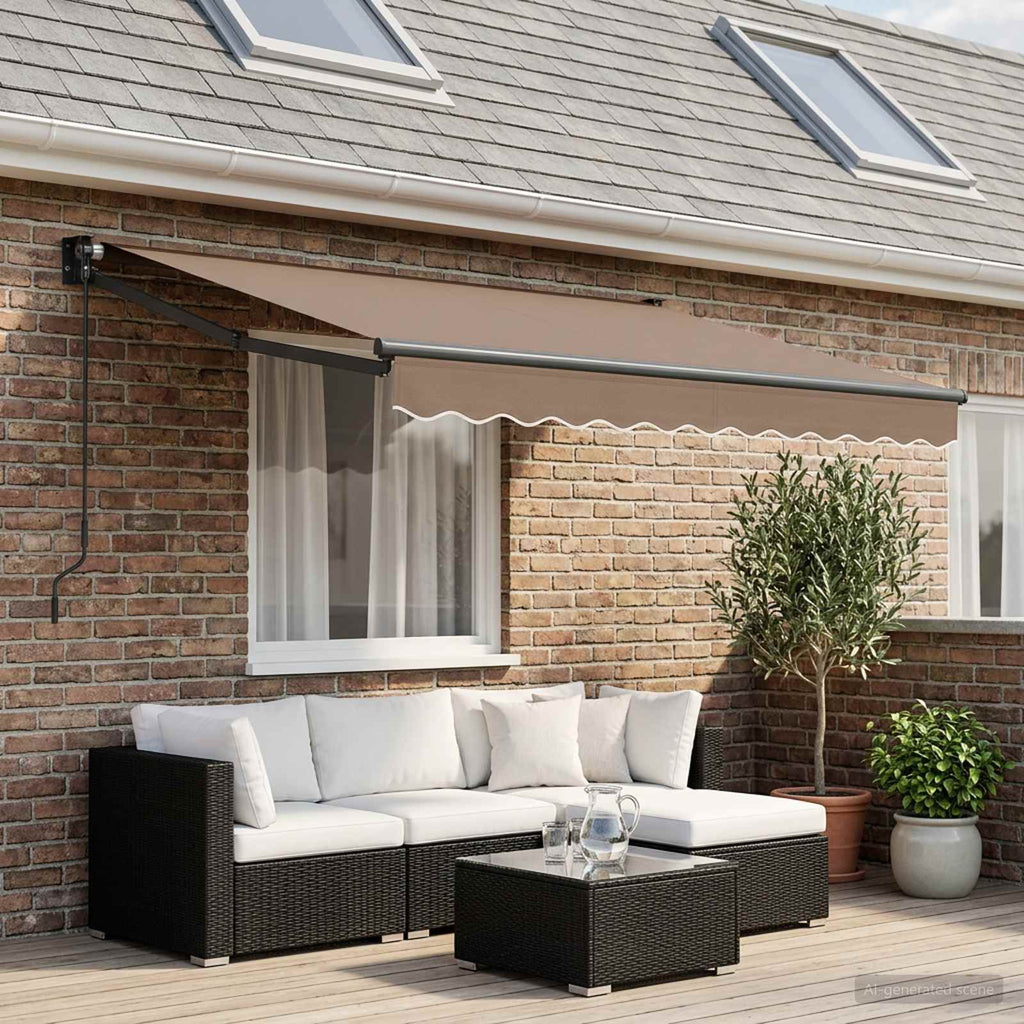 Utdragbar Markis Taupe 3,5 X 2,5 M 100% Polyester Och Aluminium