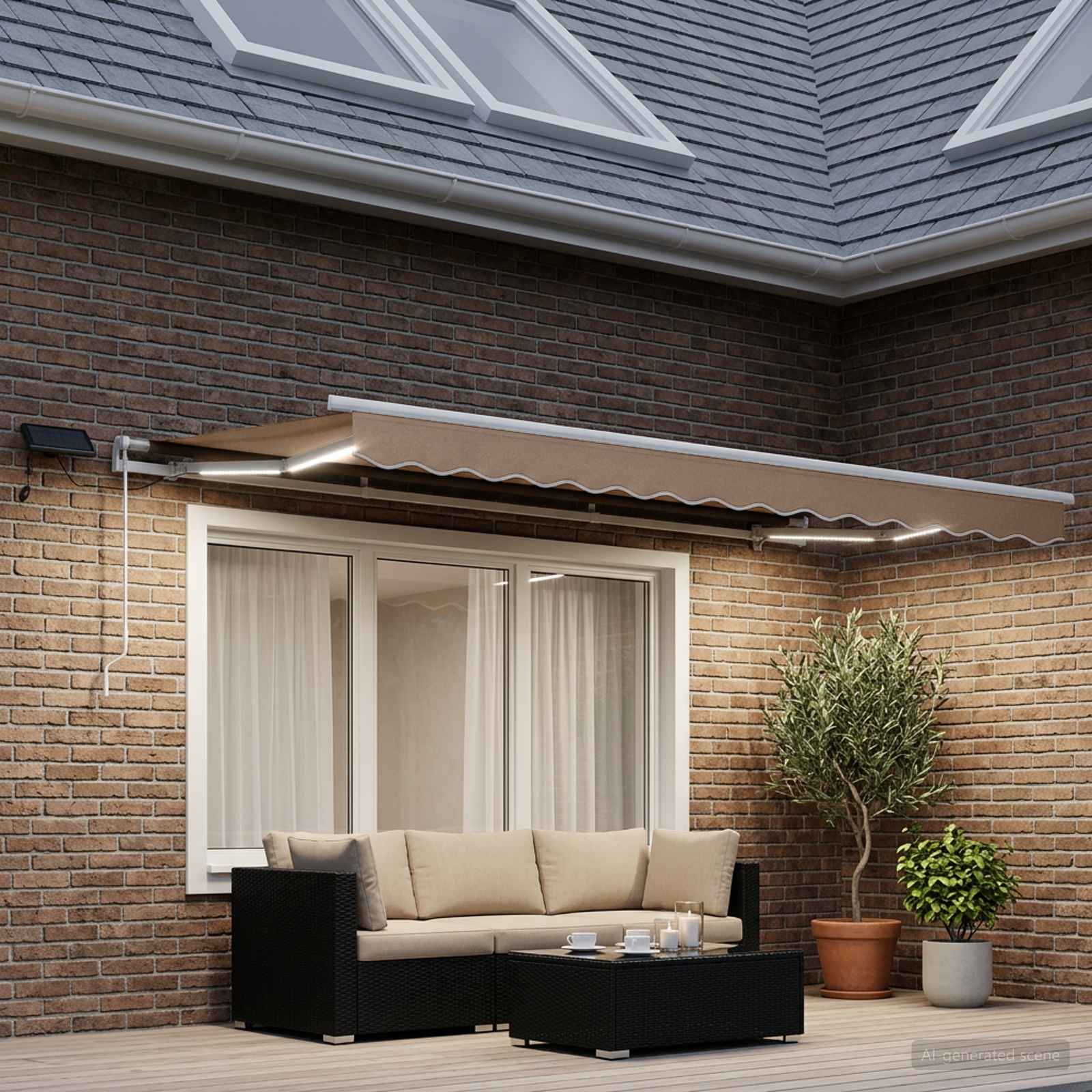 Utdragbar Markis Taupe 450 × 350 Cm Duk Och Aluminium