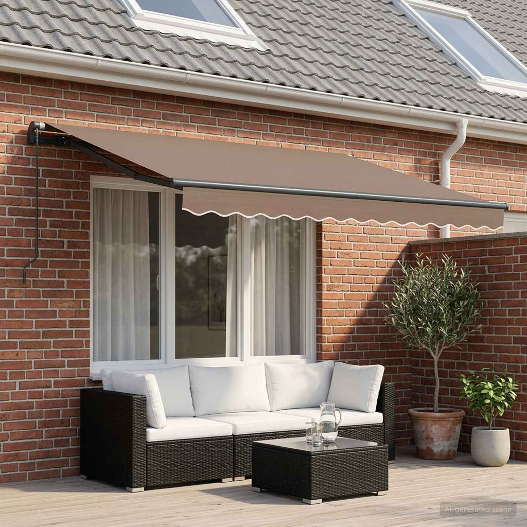 Utdragbar Markis Taupe 450 × 350 Cm Polyester Och Aluminium