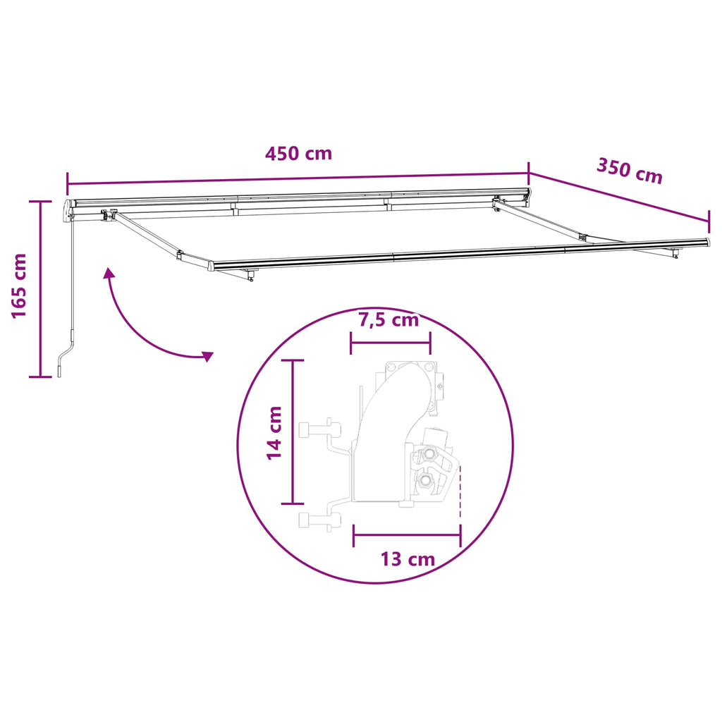 Utdragbar Markis Taupe 450 × 350 Cm Polyester Och Aluminium